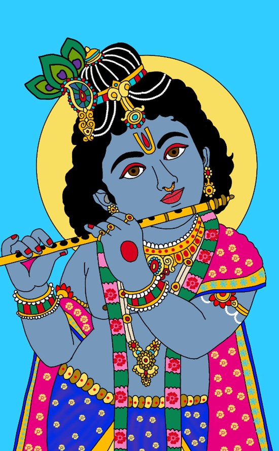 Lord krishna, painting by Harshit Pustake