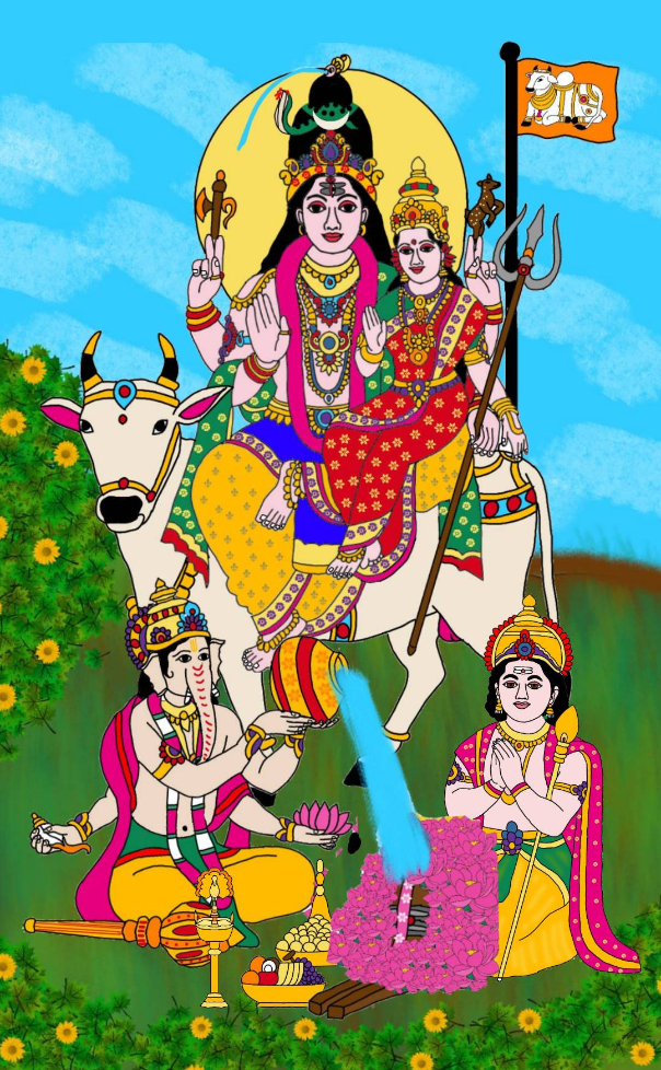 Lord shiva's famaily, painting by Harshit Pustake Lord shiva's famaily, painting by Harshit Pustake