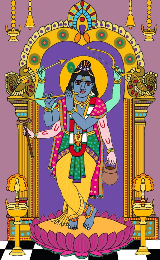 Lord shadbhuj mahaprabhu, painting by Harshit Pustake