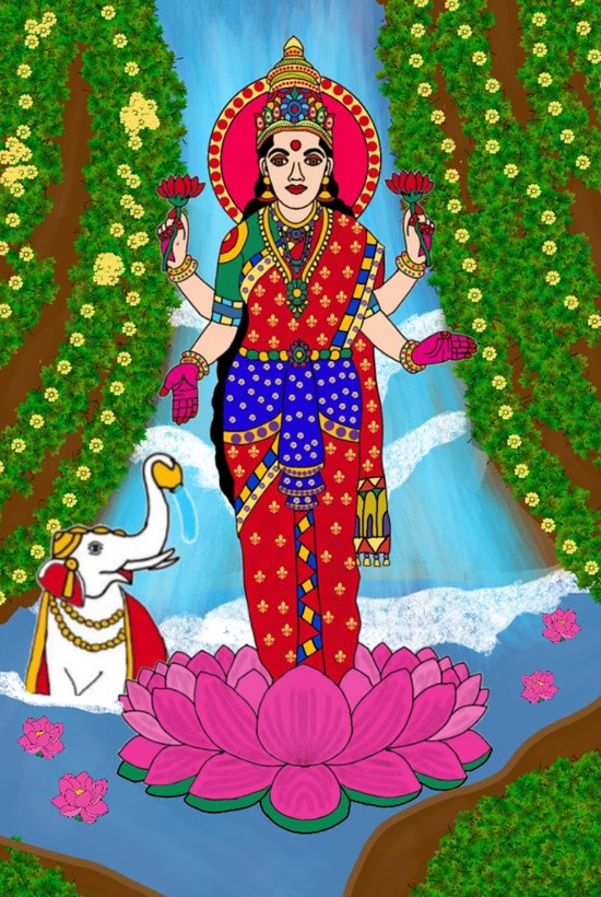 Goddess lakshmi, painting by Harshit Pustake