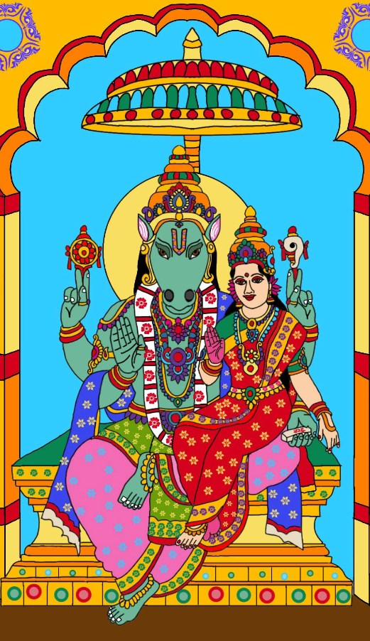 Lord lakshmi haygriv, painting by Harshit Pustake