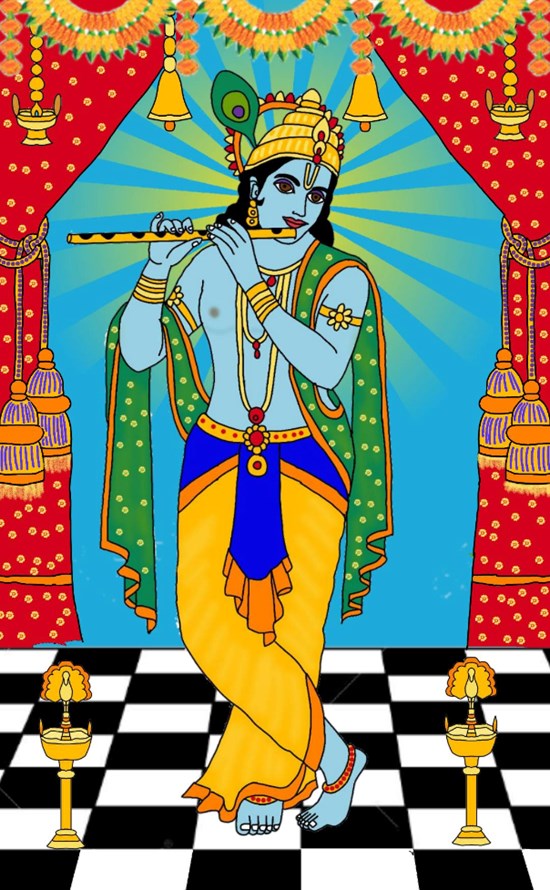 Lord krishna, painting by Harshit Pustake