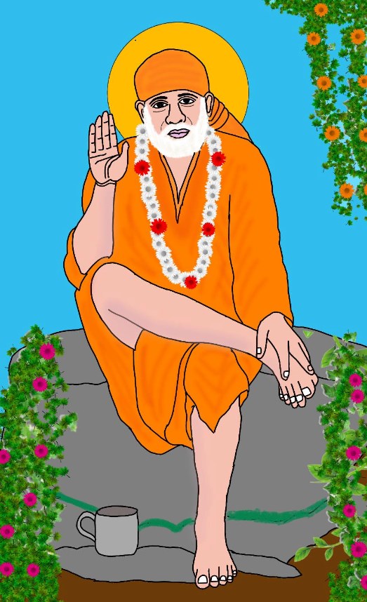 Saint sai baba, painting by Harshit Pustake