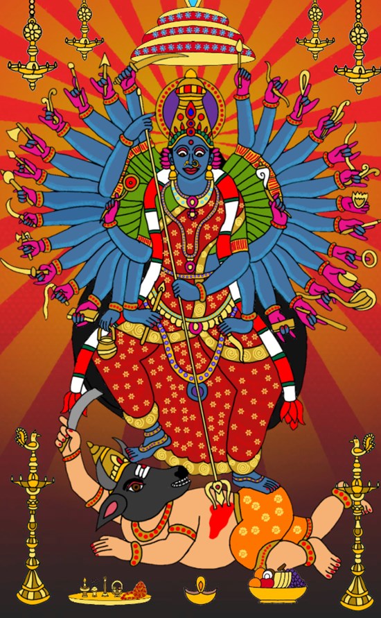 Mahishasura mardini, painting by Harshit Pustake