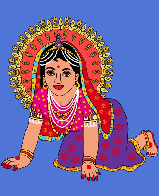 Goddess child radha, painting by Harshit Pustake