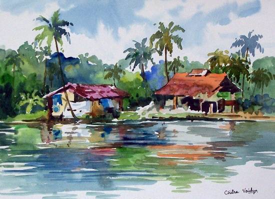 Kerala 10, Painting by Professional Artist Chitra Vaidya