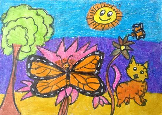 Easy Butterfly Scenery Drawing with Oil Pastels - Step by Step | Oil pastel  drawings easy, Oil pastel drawings, Oil pastel art