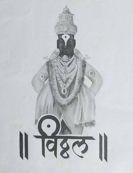 Lord Dyneshawar of Vitthal MaharajPen Drawing on Canvas13x10 Inch   crafttatvacom