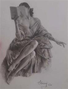 Painting  by Shriraj Chavan - Lost in a Story Painting  by Shriraj Chavan - Lost in a Story