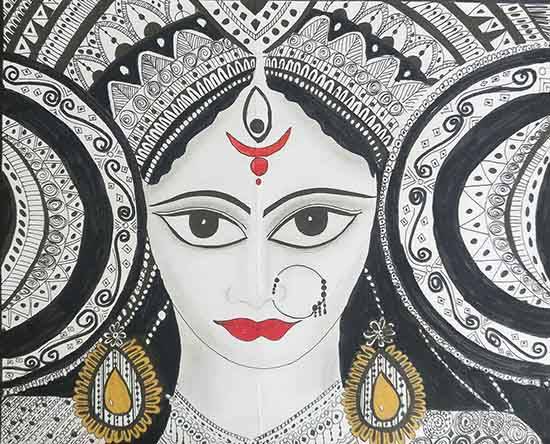 Learn How to Draw Durga Maa (Hinduism) Step by Step : Drawing Tutorials |  Durga painting, Mandala design art, Durga