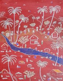 Painting by Jayant Kher - Red Warli Painting by Jayant Kher - Red Warli