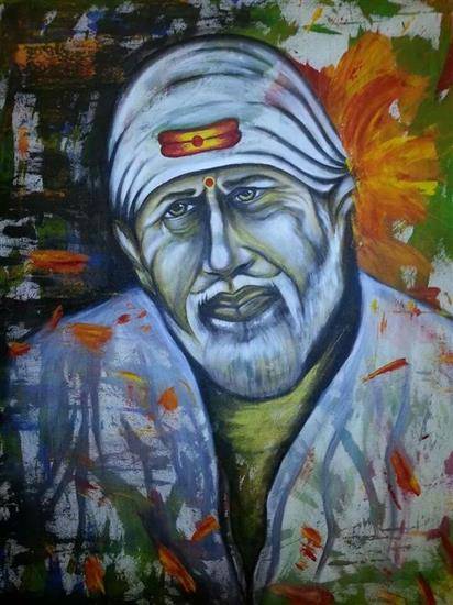 modern art sai baba painting