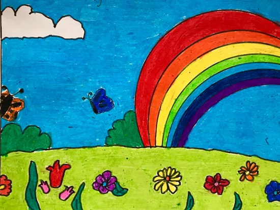 Rainbow in the Sky Painting by Agastya Pahwa