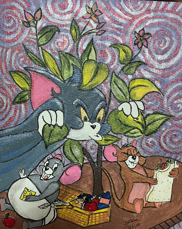 Tom orders and Jerry Original watercolor painting