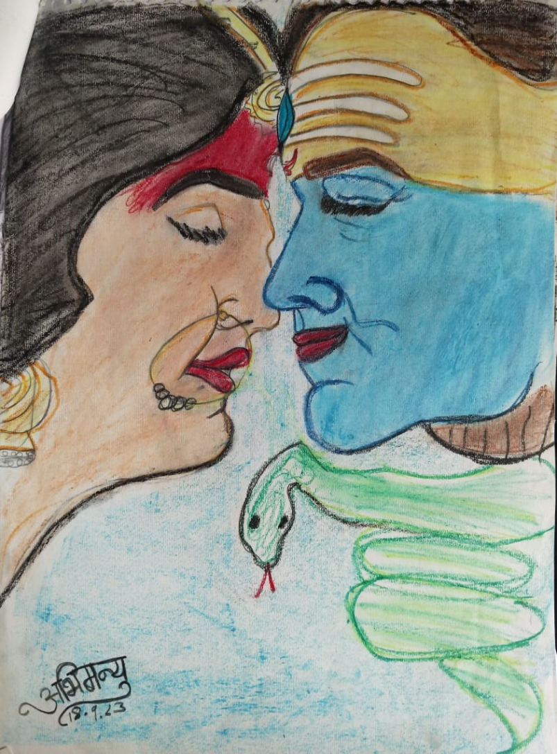 Painting  by Abhimaneyu Singh - SHIV PARVATI