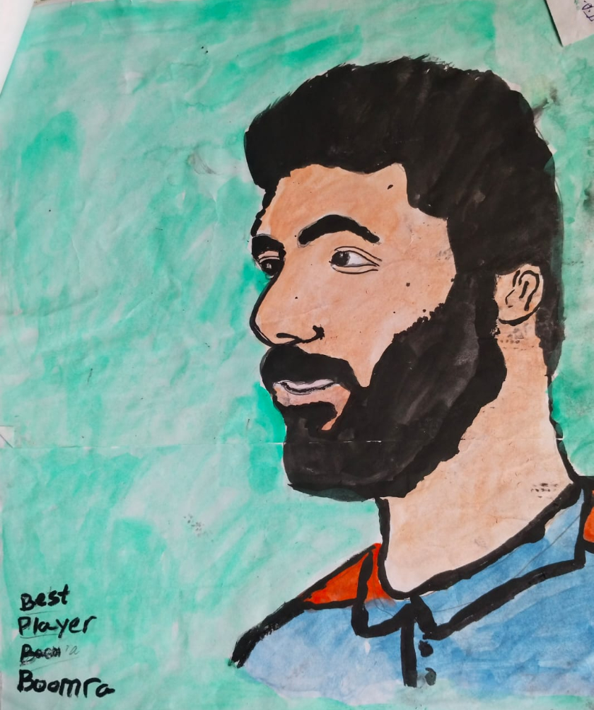 Painting  by Abhimaneyu Singh - INDIAN CRICKETER JASPRIT BUMRAH