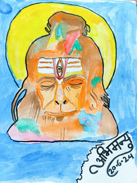 Hanuman ji, painting by Abhimaneyu Singh