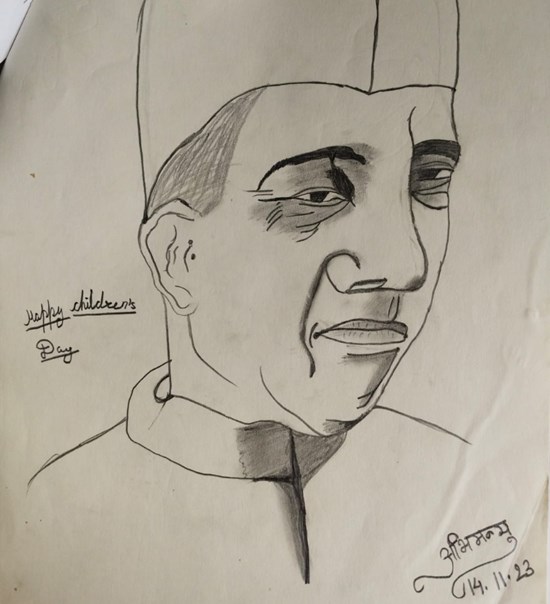 JAWAHAR LAL NEHRU, painting by Abhimaneyu Singh