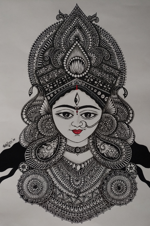 Durga Puja Drawing PNG Transparent Images Free Download | Vector Files |  Pngtree