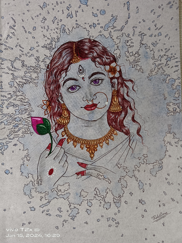 Painting  by Raktima Sau - Devi Saraswati ??