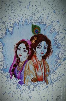 Painting by Raktima Sau - Sri Radha Krishna Painting by Raktima Sau - Sri Radha Krishna