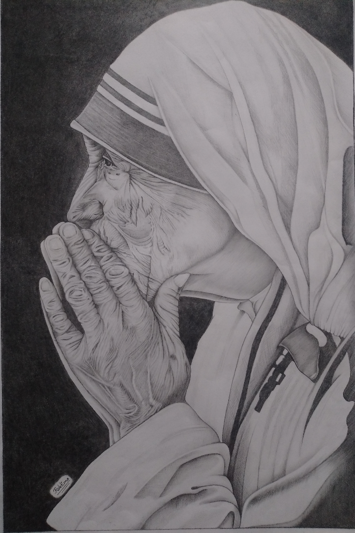 Saint Mother Teresa of Calcutta Vector Illustration Outline Monochrome  11167764 Vector Art at Vecteezy