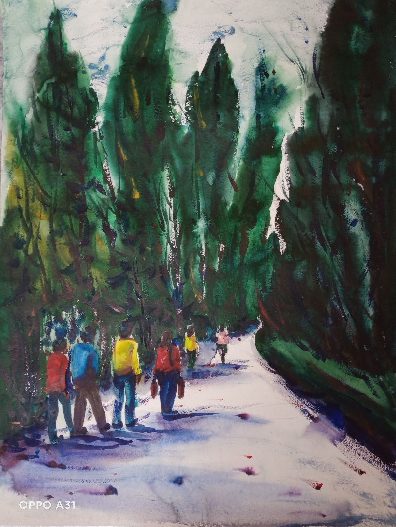 Walking Together, Painting by Artist Sudipto Chakraborty Walking Together, Painting by Artist Sudipto Chakraborty