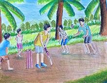 Painting  by Rythm Singh - Gully Cricket Painting  by Rythm Singh - Gully Cricket