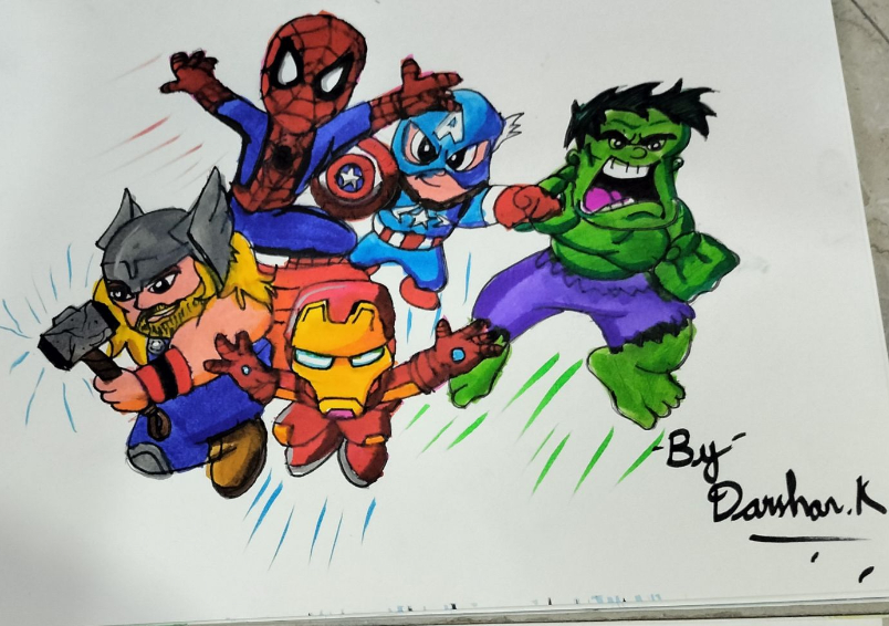Drawing the AVENGERS  Iron Man  Thor  SpiderMan  Hulk  Captain  America  YouTube Studio Art  YouTube
