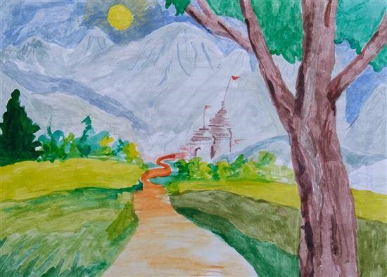 Scenery, painting by Pratik Kulmethe