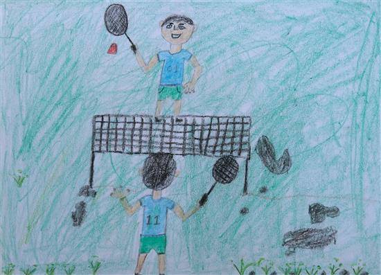 playing badminton girl drawing ll tennis player drawing ll easy outdoor game  drawing ll - YouTube