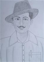 Revolutionary Bhagat Singh Painting by Bhauraj Shelake