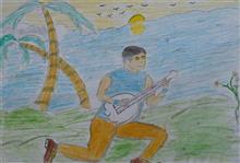 Painting  by Manish Kullu - Guitar player Painting  by Manish Kullu - Guitar player
