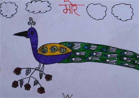 Stock Art Drawing of an Indian Peacock - inkart