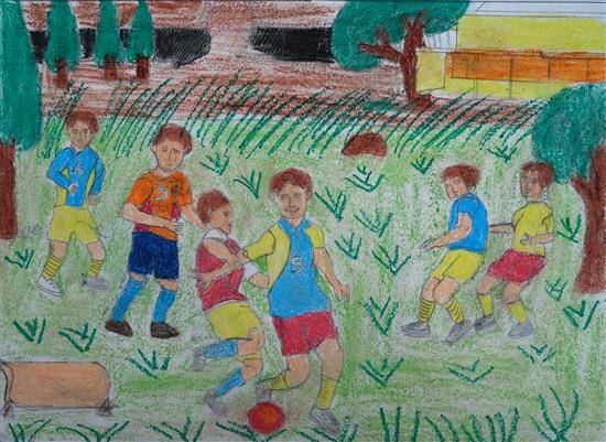 Illustration Children Playing Football On Ground Stock Illustration  1626227887 | Shutterstock