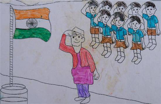 Girl with India Flag Drawing