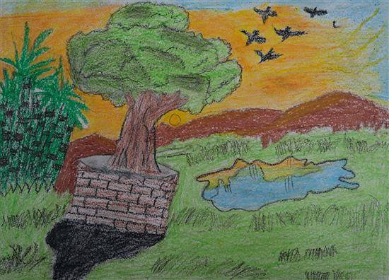 How to Draw Easy Scenery | Drawing Sunset Scenery Step by Step with Oil  Pastels - YouTube | Drawing sunset, Easy scenery drawing, Scenery drawing  for kids