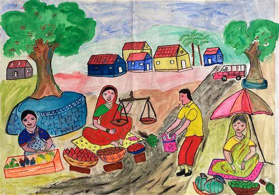 Memory drawing | How To Draw Vegetable Market | Elementarydrawing | Village Market  Drawing || - YouTube