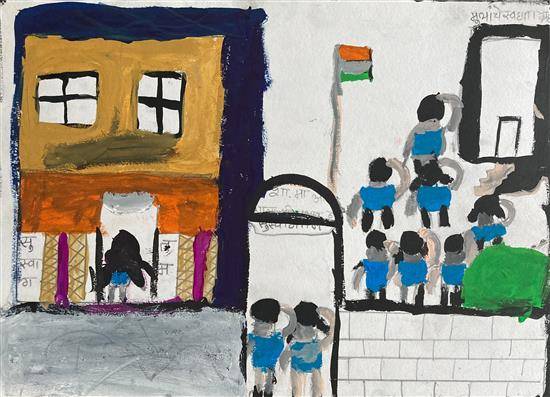How to draw Independence Day - Girl with India Flag