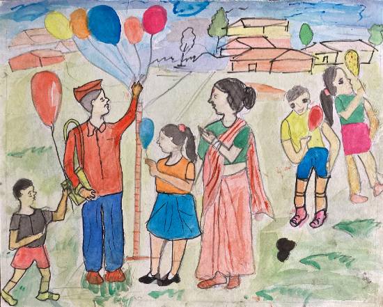 Balloon seller drawing/how to draw balloon seller drawing /गुब्बारे  वाला/फुगेवाला - YouTube