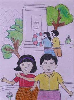 Little siblings Painting by Nisha Suryavanshi
