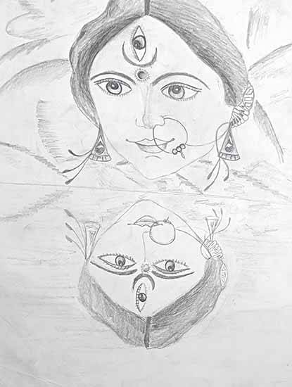 Drawing Sketch Goddess Lakshmi Sitting Vishnu Sleeping Pose Editable Outline  Stock Vector by ©manjunaths88@gmail.com 379387884