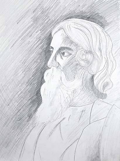 Did this pencil Drawing of Rabindranath Tagore ji on his 161 birth  anniversary size  8 x 12 inches  rindia