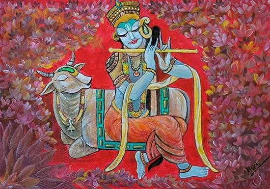 Krishna, painting by Rajat Kumar Das