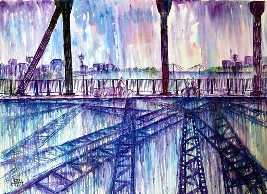 Bridge Scape, painting by Ivan Gomes