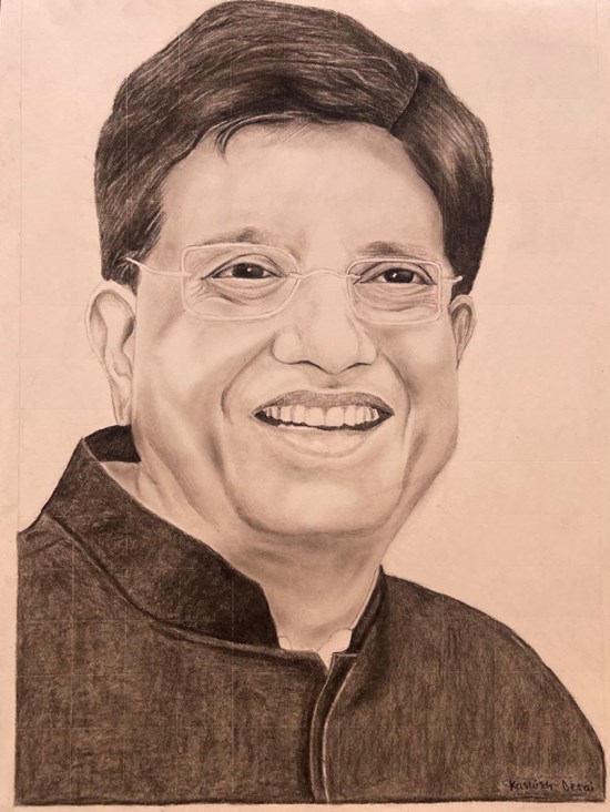 Mr. Piyush Goyal, painting by Kashish Desai