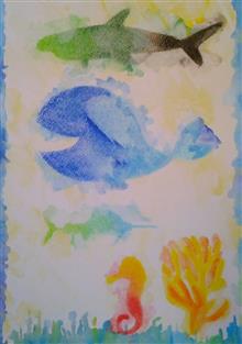 Painting by Hilde Kvale - Sea Inhabitants Painting by Hilde Kvale - Sea Inhabitants