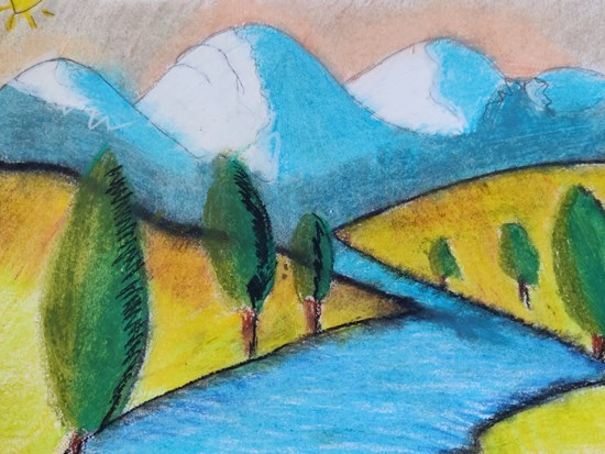 Mountains and rivers, painting by Avigna Sree