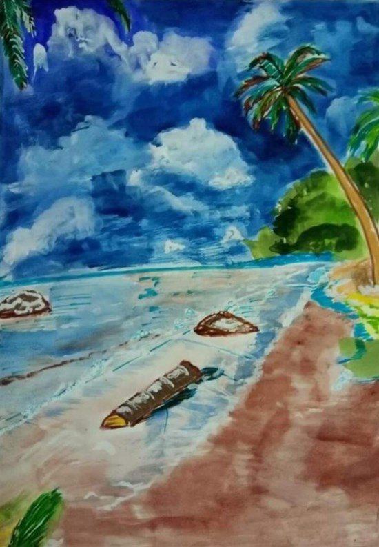 Gulliver's beach, painting by Dr. Baisali Ray