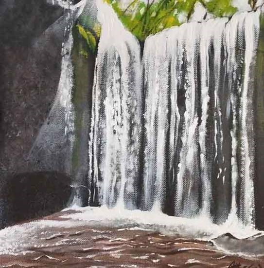 Waterfall painting, painting by Reena Jain Khated